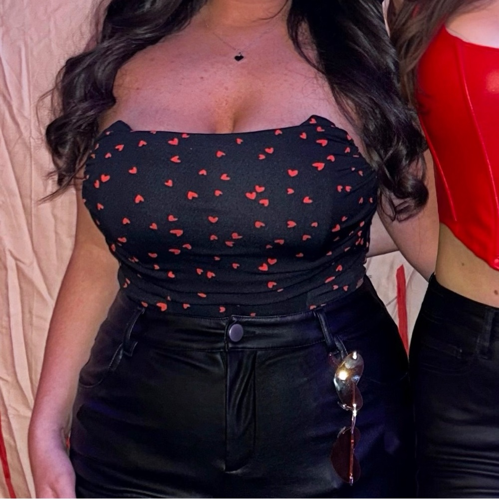 black and red heart bustier corset top